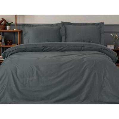 Parure de lit satinée 100% coton - Anthracite