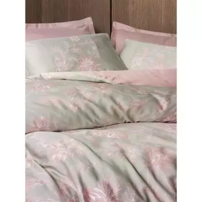 Parure de lit 220x240 cm - Satiné 100% coton - Poudre