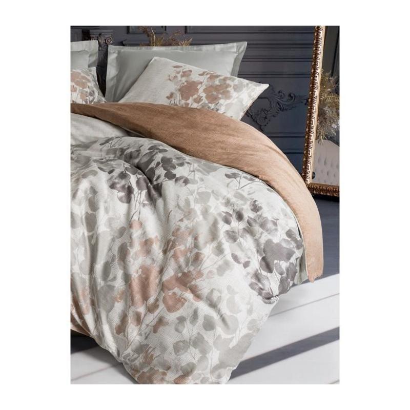 Parure de lit 220x240 cm + 2 taies 60x60 cm en Satiné 100% coton - Gris