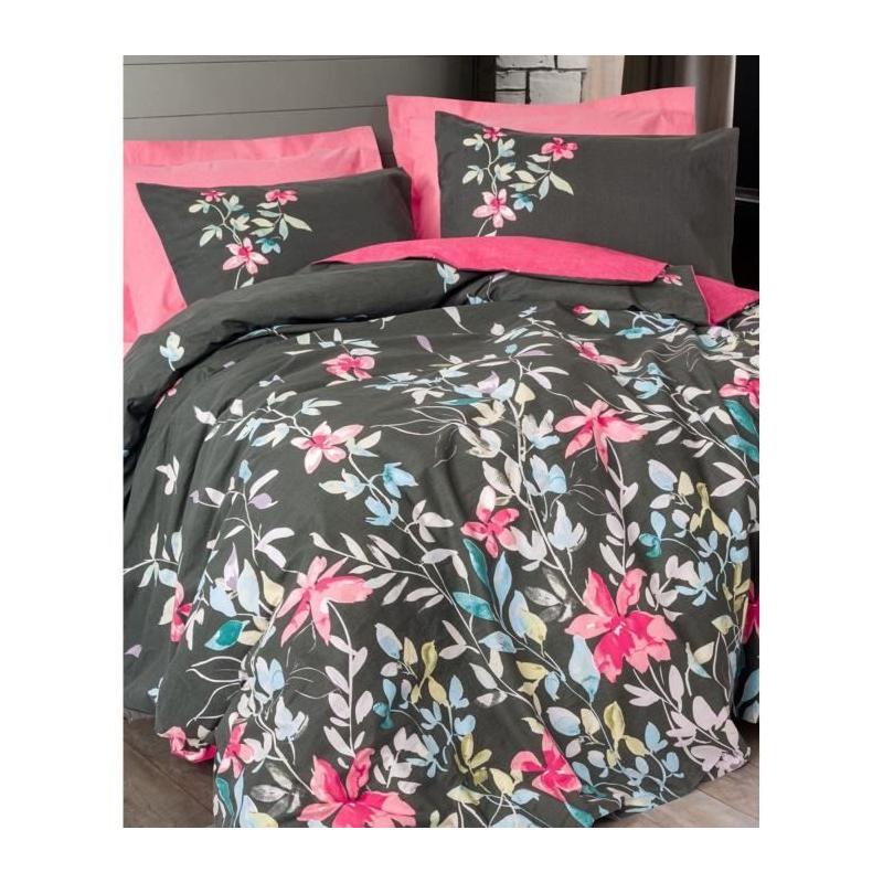 Parure de lit 220x240 cm - 100% coton - Rose