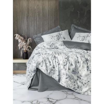 Parure de lit satinée 100% coton - Gris
