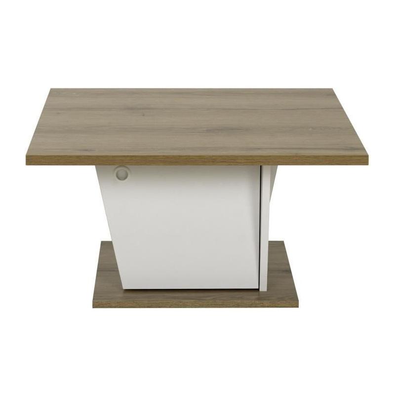Table basse bar - ATOS - Carré - Chene Helvezia / Blanc - 69 x 69 x 38 cm