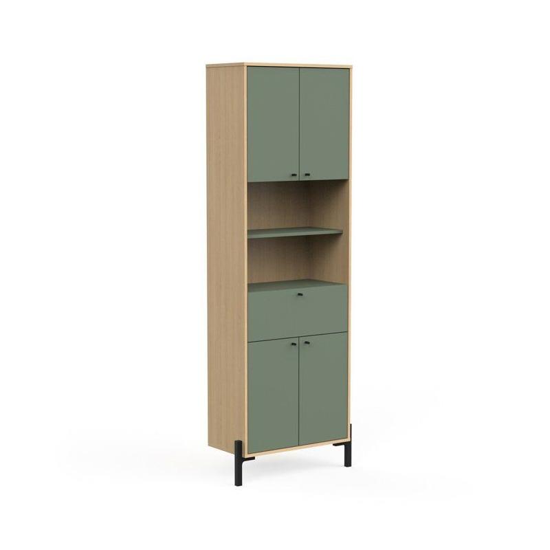 Armoire de salle de bain ELISA - Design vert et chêne
