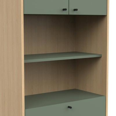 Armoire de salle de bain ELISA - Design vert et chêne