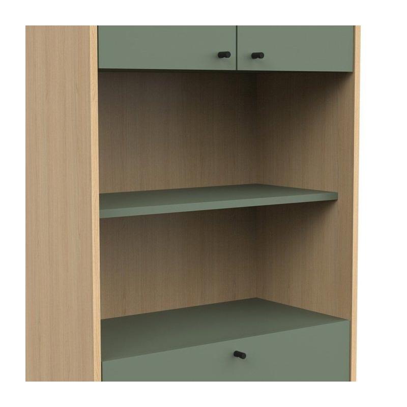 Armoire de salle de bain ELISA - Design vert et chêne