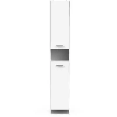 Colonne lingere de salle de bain - Blanc mat - 2 portes - L34,2 x P33 x H185 cm - DEMEYERE