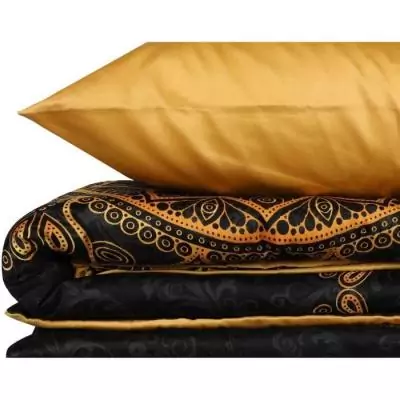 Parure de lit satinée 100% coton - Noir