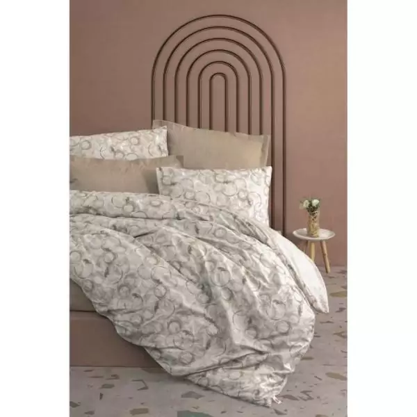 Parure de lit - 1 housse de couette 220 x 240 cm + 2 taies d'oreiller 60 x 60 cm - 100% coton renforcé - Beige