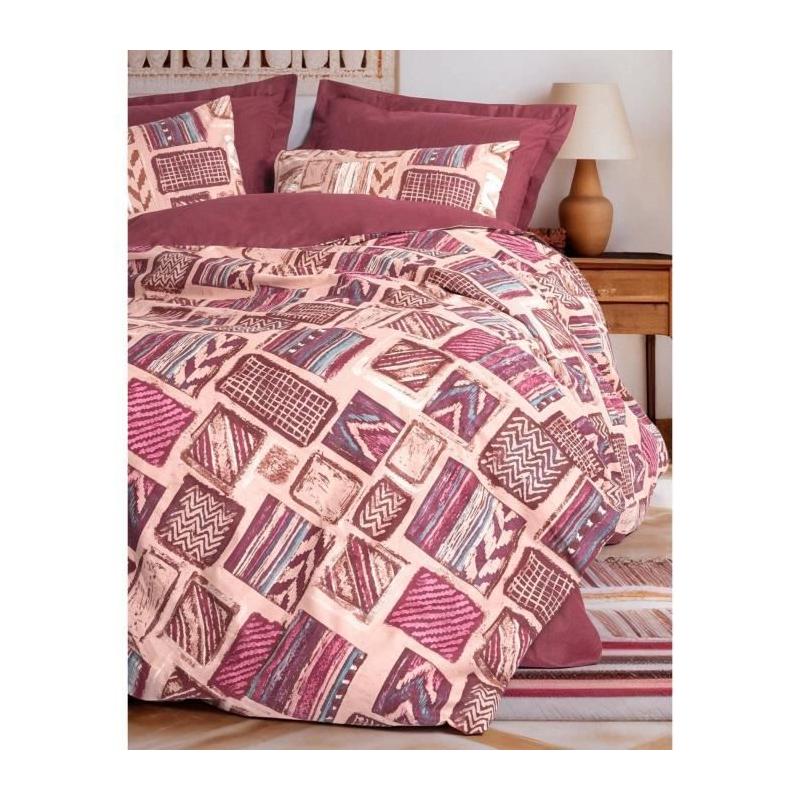 Parure de lit 220x240cm - 100% coton renforcé - Rouge