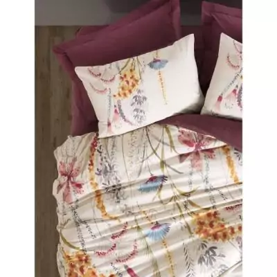 Parure de lit Rouge 100% coton renforcé - 1 housse de couette 220x240cm + 2 taies d'oreiller 60x60cm