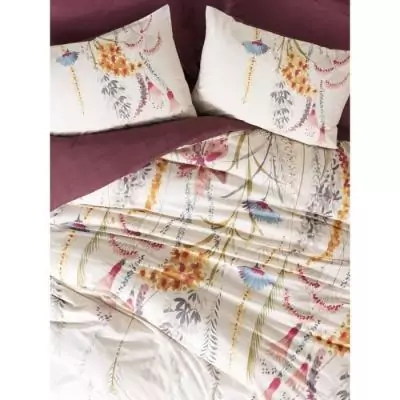 Parure de lit Rouge 100% coton renforcé - 1 housse de couette 220x240cm + 2 taies d'oreiller 60x60cm