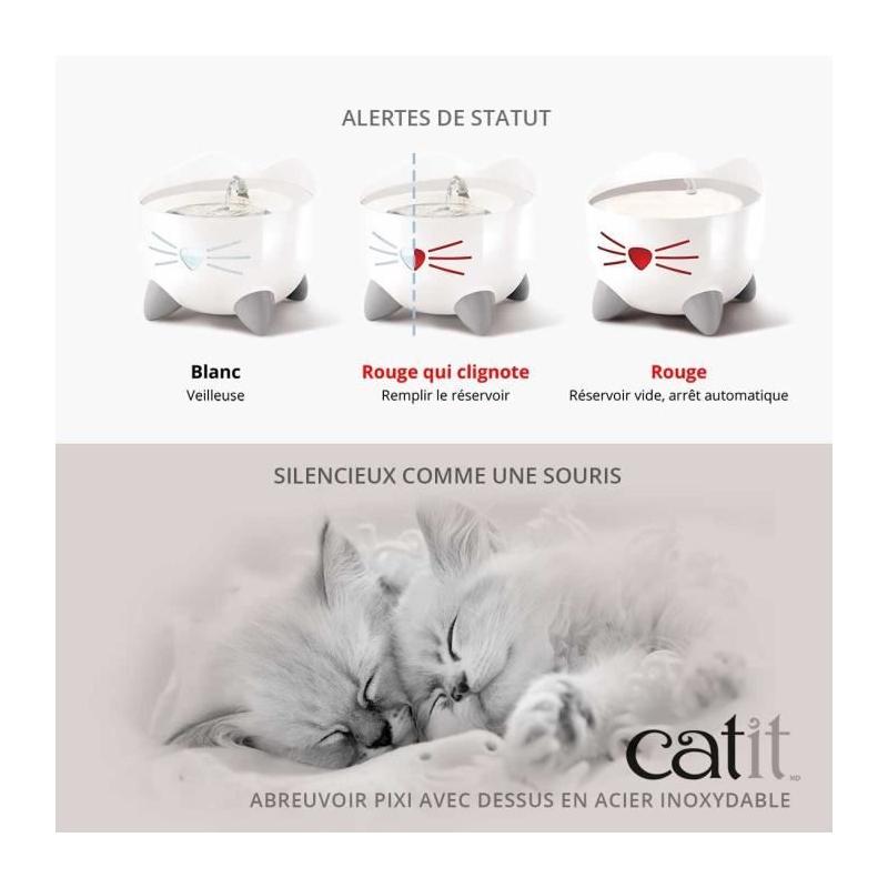 CAT IT Fontaine a eau automatique pour chat - 2,5 L (Acier inox et filtre)