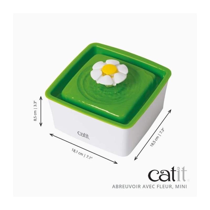 Fontaine a eau pour chat a fleur mini - CATIT - Flower mini - 1,5L - Accessible chatons et chats de petite taille - Vert