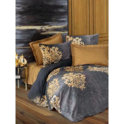Parure de lit satinée 100% coton - Anthracite - 220x240cm
