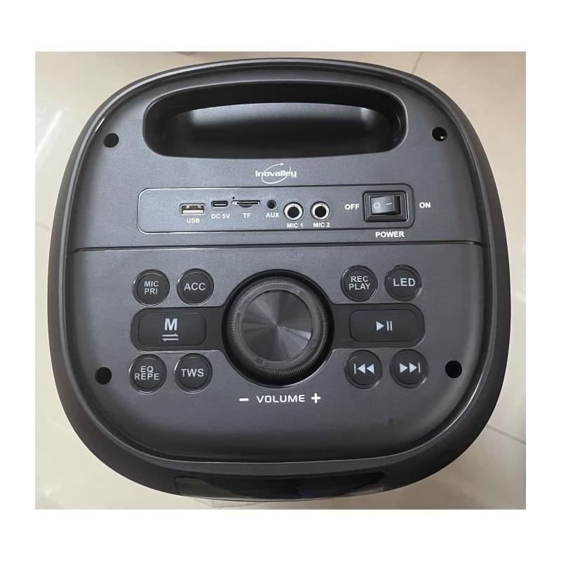 Enceinte karaoké - INOVALLEY - RGB - 800 Watts - Bluetooth V5.0 - Micro sans fil inclus - Autonomie 2 a 3 heures - LED
