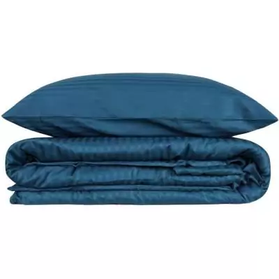 Ensemble de literie satiné en coton 100% - Bleu