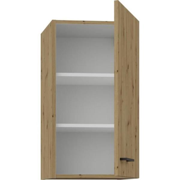 MODENA - Meuble haut - 1 porte - 40 x 31 x 72 cm - Chene artisan / Noir mat