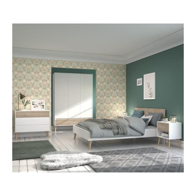 Commode - AALBORG - 3 tiroirs - Blanc - Style scandinave - 90,8 x 40 x 77,5 - PARISOT