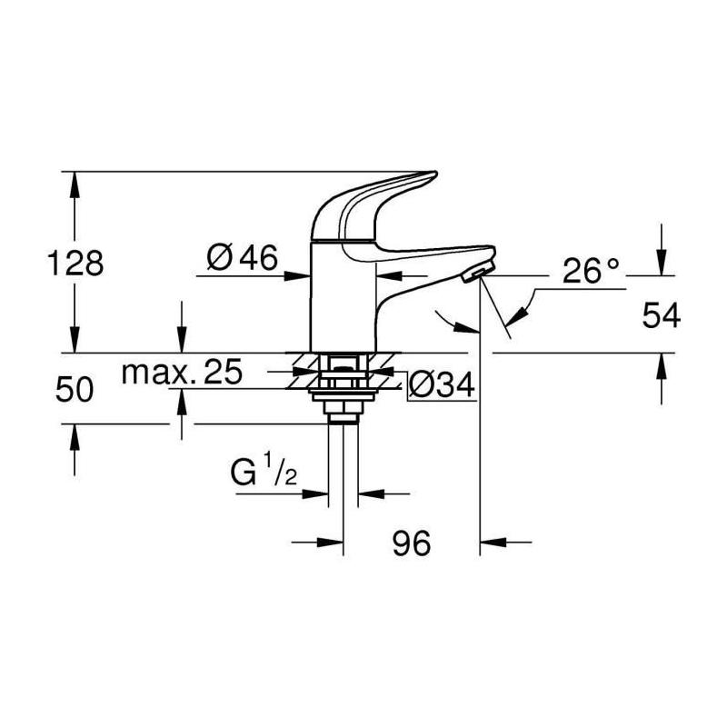 Robinet monofluide lave-mains GROHE Swift - Chromé XS - Économie d'eau
