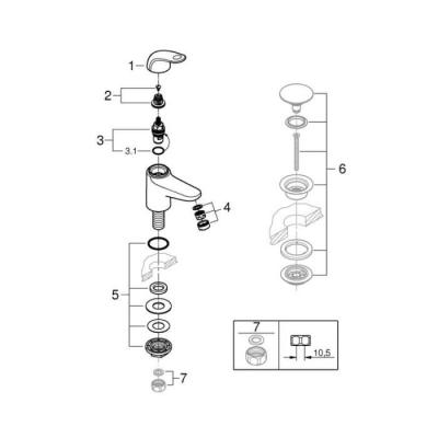 Robinet monofluide lave-mains GROHE Swift - Chromé XS - Économie d'eau