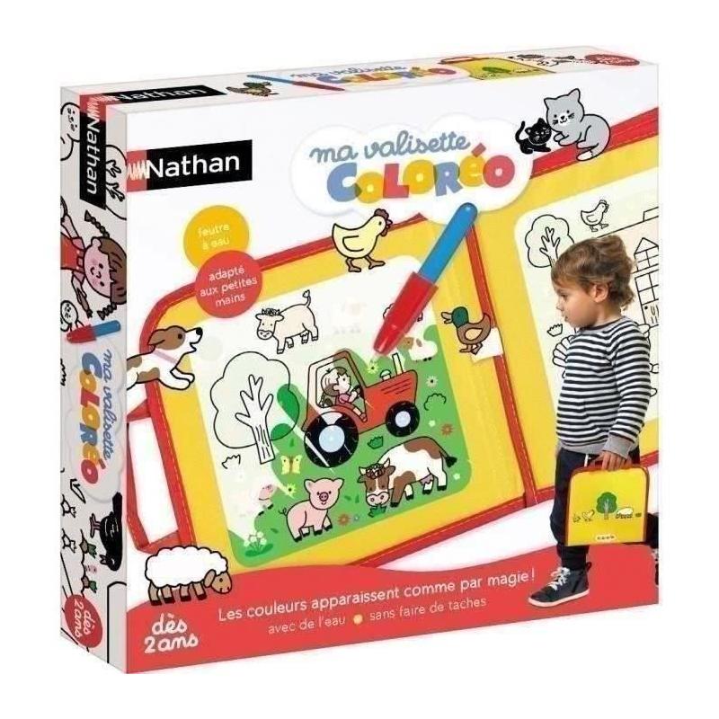 Jeu créatif - NATHAN - MA VALISETTE COLOREO - Coloriage magique a l'eau - Portable, sans taches - Feutre a eau