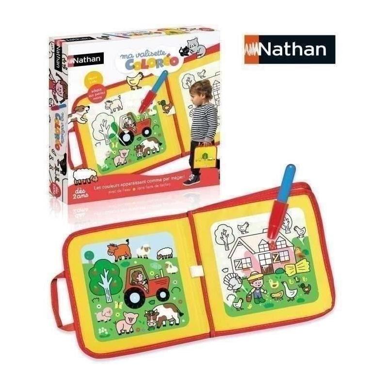 Jeu créatif - NATHAN - MA VALISETTE COLOREO - Coloriage magique a l'eau - Portable, sans taches - Feutre a eau
