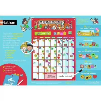 Planning magnétique Nathan pour enfants - Calendrier perpétuel