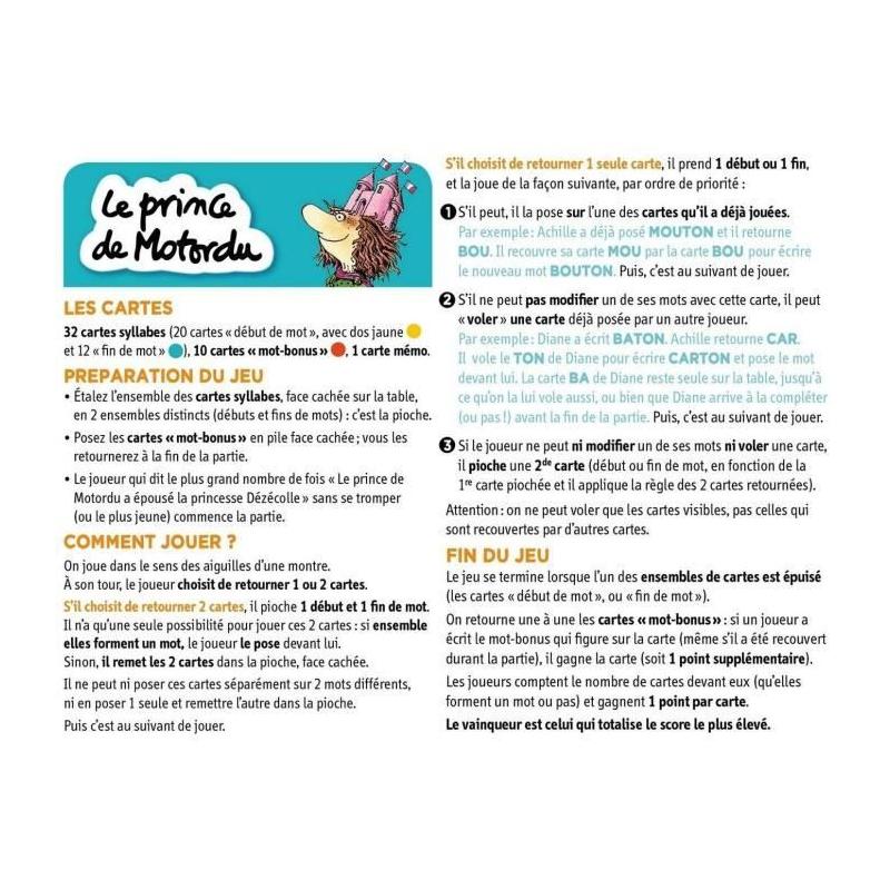 Jeu de cartes Le prince de Motordu: Apprendre en s'amusant