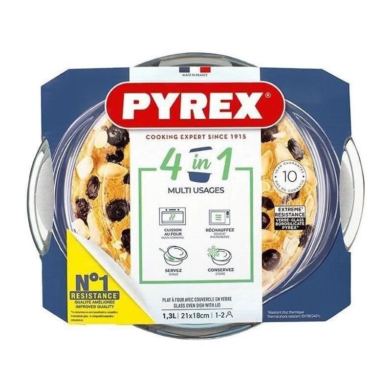 Cocotte PYREX 1,4L Ronde en verre borosilicate