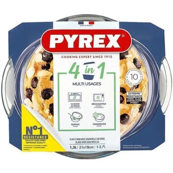 Cocotte - PYREX - 1450098 - Ronde - En verre borosilicate - 1,4 litres
