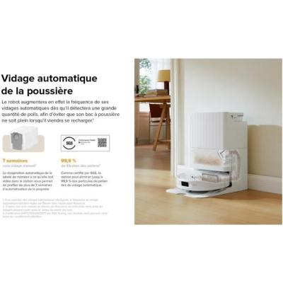 Aspirateur Robot Laveur avec Station Multifonction - Roborock QRevo Plus Blanc - Puissance 7000 Pa - Serpillere extensible