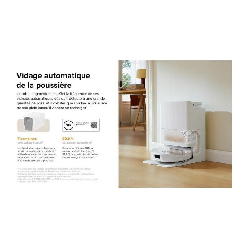 Aspirateur Robot Laveur avec Station Multifonction - Roborock QRevo Plus Blanc - Puissance 7000 Pa - Serpillere extensible