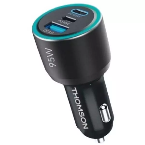 Chargeur voiture - THOMSON - 95 W - Technologie nouvelle génération totale - 2 USB-C - PD 65 W + PD 30 W - USB-A - QC 3.0