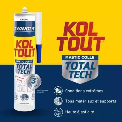 Colle de fixation multi-matériaux Total tech - Cristal - 290ml Colle de fixation multi-matériaux Total tech - Cristal - 290ml