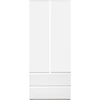 Armoire IMAGE7 - 2 portes + 2 tiroirs - Blanc Mat - L80 x H191 x P40 cm