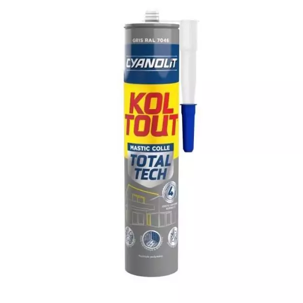 Colle de fixation et d'étanchéité - CYANOLIT - Total tech - Gris - Cartouche 290 ml - Multi-matériaux - Résistant et flexib