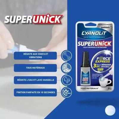 Colle réparatrice haute résistance - CYANOLIT Super unick instant pro 20g