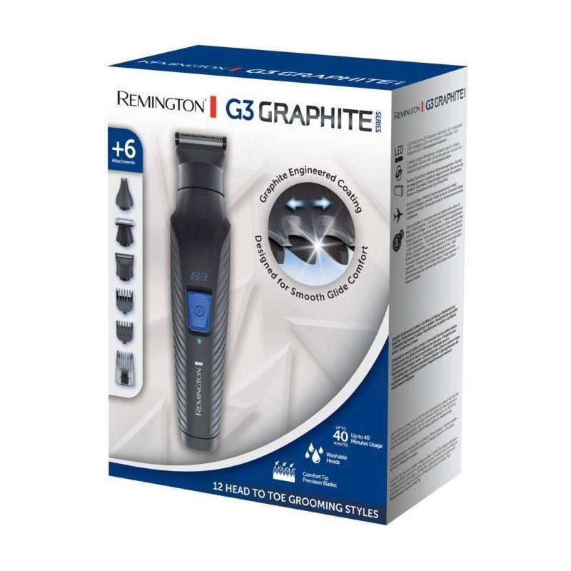 Remington PG3000 Tondeuse Multifonctions Graphite Series G3, Cheveux, Barbe, Visage, Lames Auto-Affutées