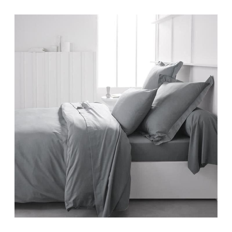 Housse de couette Essential - 240x260 cm - 100% Coton uni - Acier
