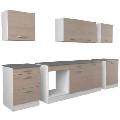 Cuisine complète OSLO - 300 cm chêne - Avec plan de travail