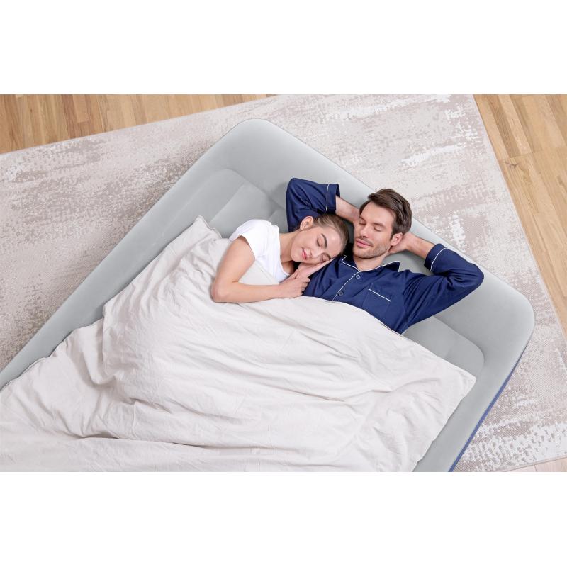 Bestway Lit gonflable matelas 2 places Tritech avec pompe électrique intégrée et revêtement antimicrobien 203 x 152 x 46 cm