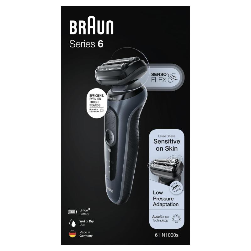 Braun Series 6 61-N1000s Rasoir à grille Noir, Gris