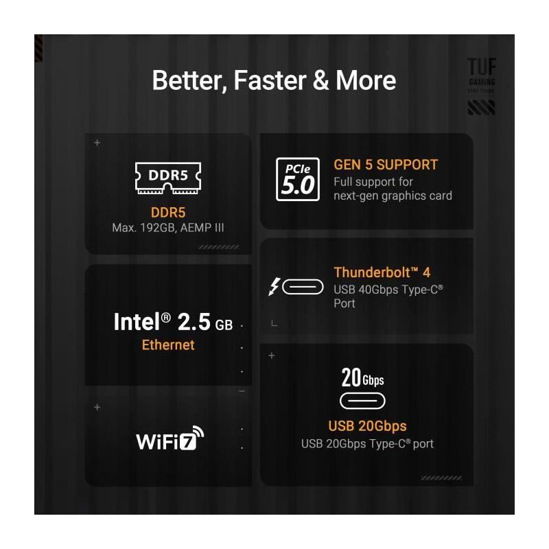Carte mere - ASUS TUF GAMING Z890-PLUS WIFI - DDR5 - WiFi intégré - ATX