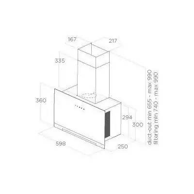 Hotte élégante ELICA Aplomb BL/A/60 - Verre noir / Gris anthracite Hotte élégante ELICA Aplomb BL/A/60 - Verre noir / Gris anthracite