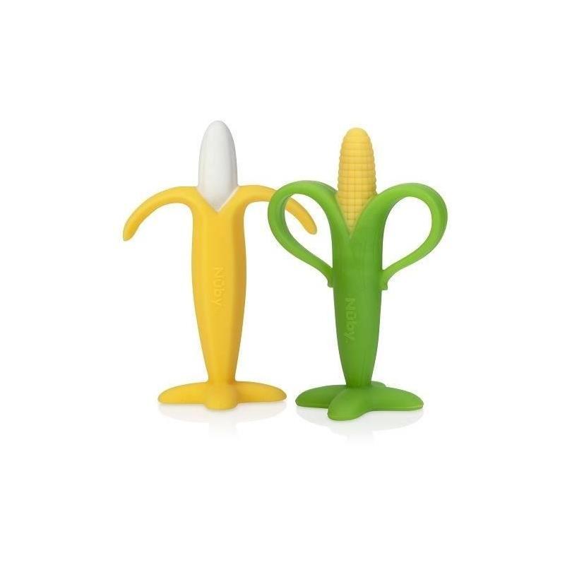 Lot de 2 anneaux de dentition NUBY - Banane et Mais - Silicone - Dès 3 mois