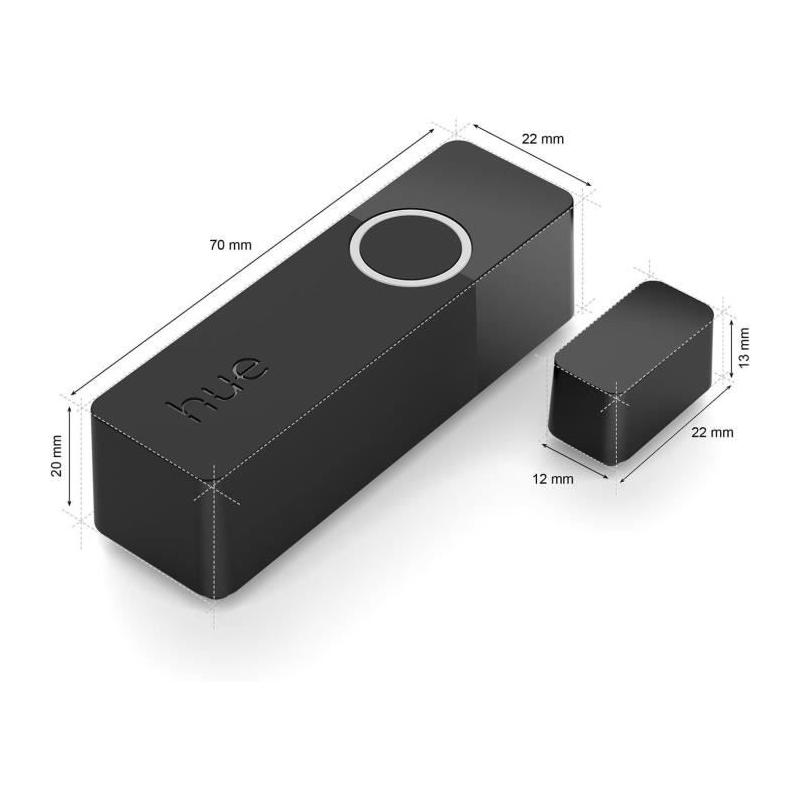 Capteur de contact - Philips Hue - Secure - Noir - Installation facile - Contrôle via application Hue