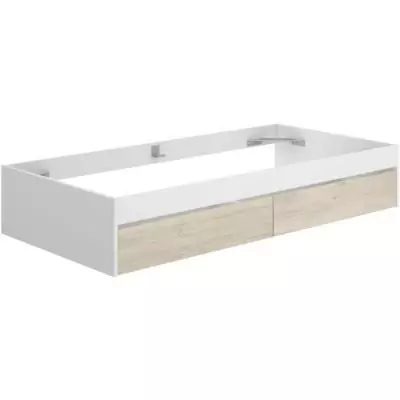 Structure de lit LAGO avec 2 tiroirs - Blanc/Chêne - 90x190cm Structure de lit LAGO avec 2 tiroirs - Blanc/Chêne - 90x190cm