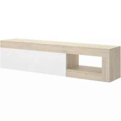 Meuble TV bas LEBO - Chene/Blanc Brillant - 204 x 42 x 48 cm Meuble TV bas LEBO - Chene/Blanc Brillant - 204 x 42 x 48 cm