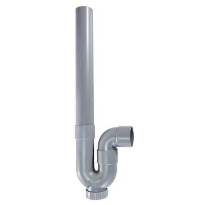 Siphon d'évacuation - ROUSEAU - Sortie horizontale - Ø40 mm - PVC gris - Filetage de 47,5 mm