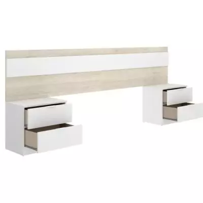 Tête de lit avec tables de chevet - Chêne/Blanc - 248 x 34,2 x 96 cm